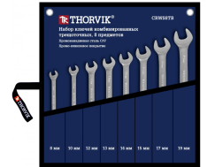 Набор ключей гаечных комбинированных трещоточных 8-19 мм 8 предметов THORVIK CRWS8TB