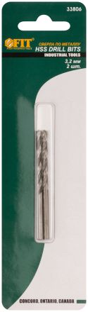Сверла по металлу HSS полированные в блистере 3,2 мм ( 2 шт.) FIT 33806